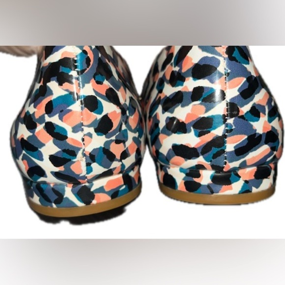 Nine West Blue Pink Black Print Pointed Toe Dress Flats Small Heel Size 8M - Picture 5 of 7